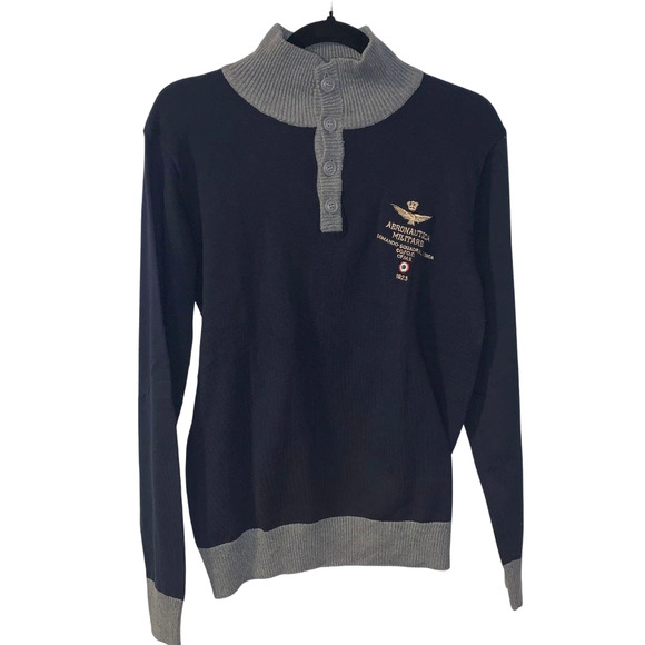 Aeronautica Militare Women's Military Sweater Size M Navy Blue Cotton Retro - Picture 1 of 7